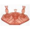 Image 1 : Pink Depression Glass Art Deco Vanity Set #1498199