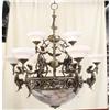 Image 1 : Cast Bronze and alabaster chandelier #1498595