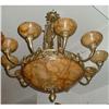 Image 1 : Alabaster stone and casted bronze chandelier.  #1498604