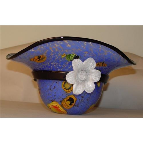 Murano Art Glass Hat Vase Tropical Fish Flower 1498786