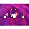 Image 1 : SET OF 14k GOLD/PEARL/GEM  RING AND EARRINGS #1498855