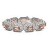 52.65 ctw Morganite & Diamond Victorian Bracelet 14K White Gold - REF-1818M4G