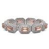 Image 2 : 52.65 ctw Morganite & Diamond Victorian Bracelet 14K White Gold - REF-1818M4G