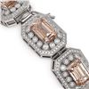 Image 3 : 52.65 ctw Morganite & Diamond Victorian Bracelet 14K White Gold - REF-1818M4G
