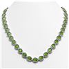 33.35 ctw Peridot & Diamond Micro Pave Halo Necklace 10k White Gold - REF-664K2Y