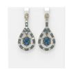 19.48 ctw Blue Topaz & Diamond Earrings 18K Yellow Gold - REF-453Y8X