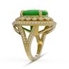 Image 3 : 9.27 ctw Jade & Diamond Victorian Ring 14K Yellow Gold - REF-245H5R