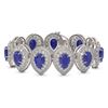 56.04 ctw Sapphire & Diamond Victorian Bracelet 14K White Gold - REF-1418R2K