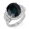 9.88 ctw Blue Sapphire & Diamond Ring 18k White Gold - REF-156M4G