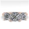 Image 1 : 2.0 ctw Cushion VS/SI Diamond 3 Stone Designer Ring 18k Rose Gold - REF-447H2R