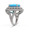 Image 3 : 9.07 ctw Turquoise & Diamond Victorian Ring 14K White Gold - REF-245N5F