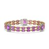 Image 1 : 14.81 ctw Amethyst & Diamond Bracelet 14K Yellow Gold - REF-232X2A