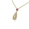 Image 2 : 3.9 ctw Ruby & Diamond Necklace 18K Yellow Gold - REF-300N2F