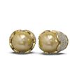 Image 2 : 2.07 ctw Diamond & Pearl Earrings 18K Yellow Gold - REF-224N2F