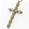 Image 3 : 2 ctw Marquise Diamond Designer Cross Necklace 18K Yellow Gold - REF-228Y2X