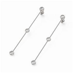 2 ctw Diamond Station Earrings 18K White Gold - REF-294R2K