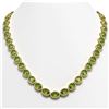 Image 1 : 48.14 ctw Peridot & Diamond Micro Pave Halo Necklace 10k Yellow Gold - REF-756X5A