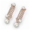 Image 1 : 5.76 ctw Diamond Designer Pearl Earrings 18K Rose Gold - REF-447W5H