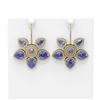 Image 1 : 23.02 ctw Tanzanite Diamond Earrings 18K Yellow Gold - REF-890G9W