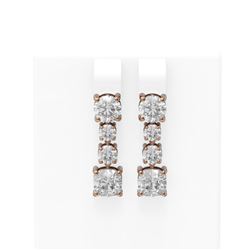 4.46 ctw Cushion Diamond Earrings 18K Rose Gold - REF-892G4W