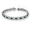 Image 1 : 4.02 ctw Emerald & Diamond Bracelet 14k White Gold - REF-86M9G