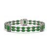 Image 1 : 13.9 ctw Jade & Diamond Bracelet 14K White Gold - REF-235R3K