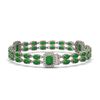 Image 2 : 13.9 ctw Jade & Diamond Bracelet 14K White Gold - REF-235R3K