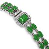 Image 3 : 13.9 ctw Jade & Diamond Bracelet 14K White Gold - REF-235R3K