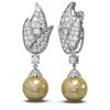 Image 2 : 3.62 ctw Diamond & Pearl Earrings 18K White Gold - REF-302M2G