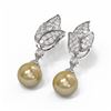 Image 3 : 3.62 ctw Diamond & Pearl Earrings 18K White Gold - REF-302M2G