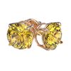 Image 3 : 2.04 ctw Certified Intense Yellow Diamond Stud Earrings 10k Rose Gold - REF-294F5M