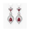 Image 1 : 8.96 ctw Ruby & Diamond Earrings 18K White Gold - REF-336R4K