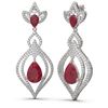 Image 2 : 8.96 ctw Ruby & Diamond Earrings 18K White Gold - REF-336R4K