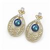 Image 1 : 6.5 ctw Mixed Cut Diamond with Pearl Earrings 18K Yellow Gold - REF-783F3M