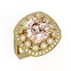 Image 1 : 5.82 ctw Certified Morganite & Diamond Victorian Ring 14K Yellow Gold - REF-212W4H