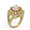 Image 2 : 5.82 ctw Certified Morganite & Diamond Victorian Ring 14K Yellow Gold - REF-212W4H