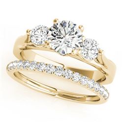 2.17 ctw VS/SI Diamond 3 Stone 2pc Wedding Set 14k Yellow Gold - REF-395A5N