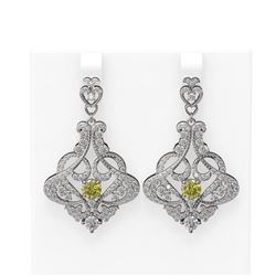 5.13 ctw Fancy Yellow Diamond Earrings 18K White Gold - REF-517K8Y