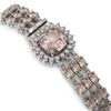 Image 2 : 27.48 ctw Morganite & Diamond Bracelet 14K White Gold - REF-402M9G