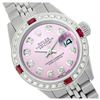 Image 1 : Rolex Men's Stainless Steel, QuickSet, Diam Dial & Diam/Ruby Bezel - REF-557N5A