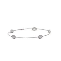2.5 ctw Marquise Diamond Station Bracelet 18K White Gold - REF-429X5A