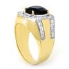 Image 2 : 5.75 ctw Sapphire & Diamond Men's Ring 10k Yellow Gold - REF-123H6R