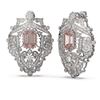 Image 2 : 13.01 ctw Morganite & Diamond Earrings 18K White Gold - REF-703Y6X