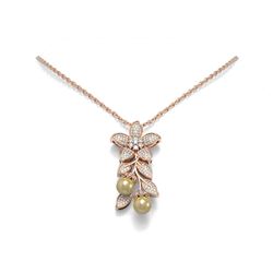 1.52 ctw Diamond & Pearl Necklace 18K Rose Gold - REF-235X6A