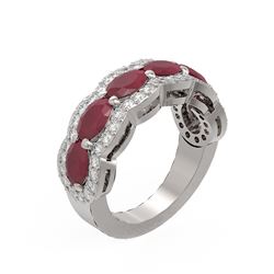 5.03 ctw Ruby & Diamond Ring 18K White Gold - REF-133W5H