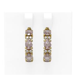 6.49 ctw Morganite & Diamond Earrings 18K Yellow Gold - REF-142R5K