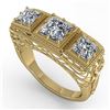 Image 2 : 2 ctw Past Present Future Princess Diamond Ring Art Deco 18k Yellow Gold - REF-481K8Y