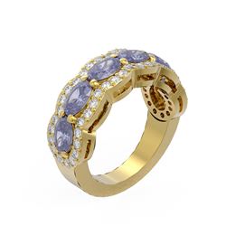 4.73 ctw Tanzanite & Diamond Ring 18K Yellow Gold - REF-139K3Y