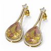 Image 3 : 20.9 ctw Canary Citrine & Diamond Earrings 18K Yellow Gold - REF-324A8N
