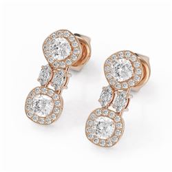 2 ctw Cushion & Marquise Cut Diamond Earrings 18K Rose Gold - REF-258M9G